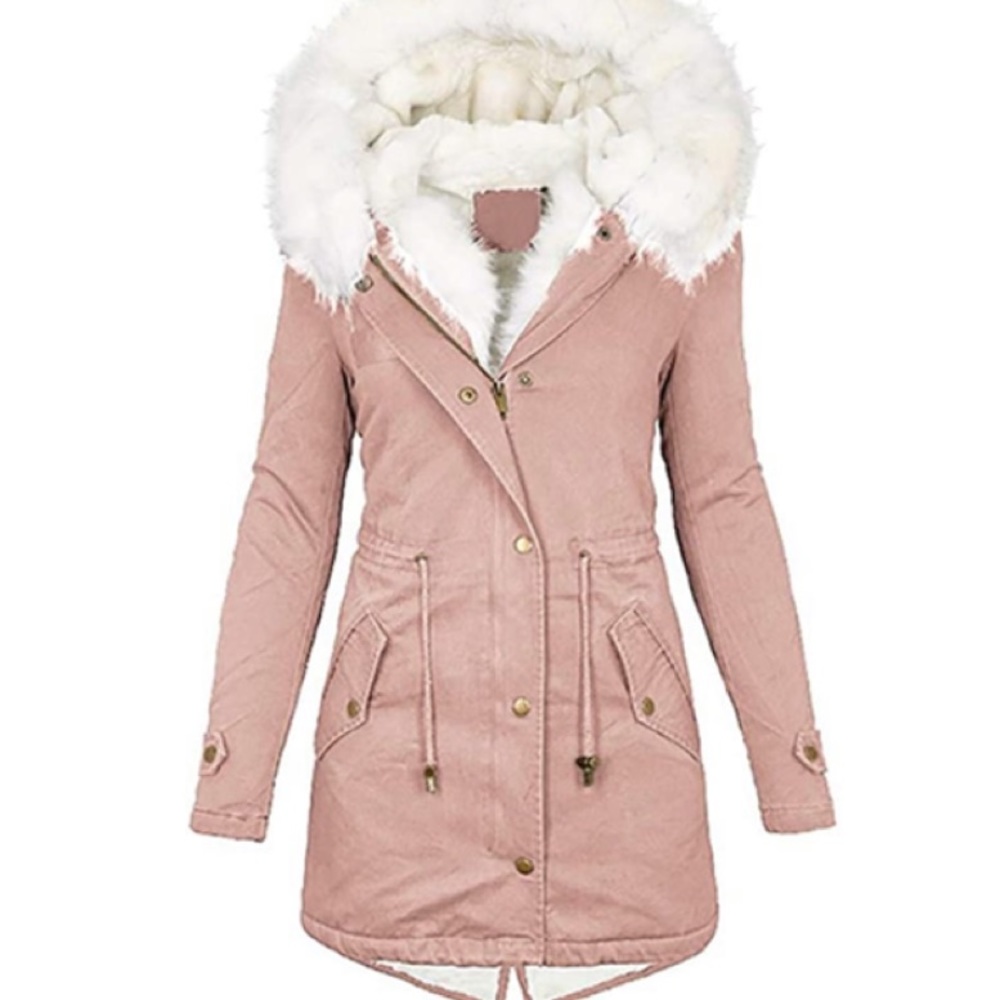 fur hood blush pink jacket Snowboard Jacket